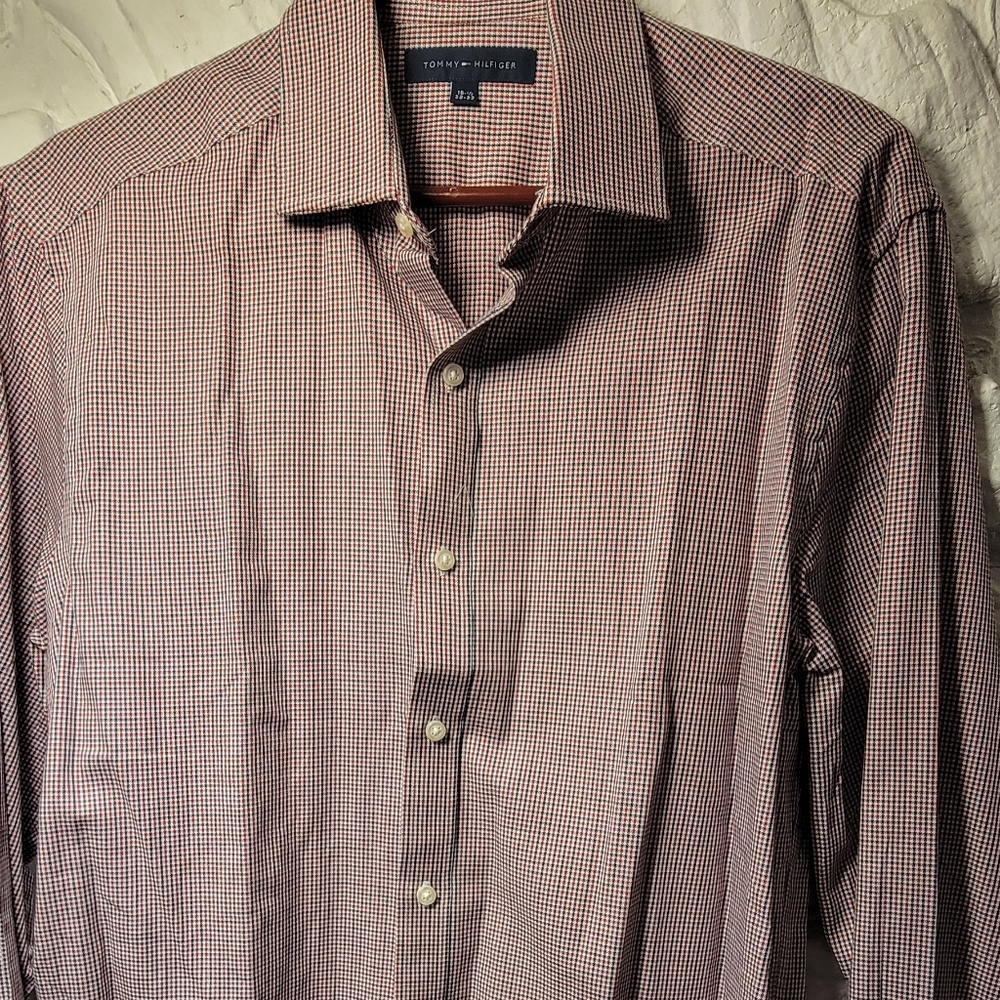 Tommy Hilfiger red blue mens dress shirt 16